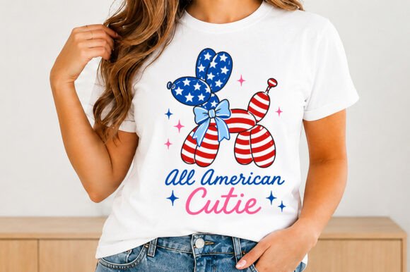 All American Cutie Balloon Dog 4th of Ju Graphics
