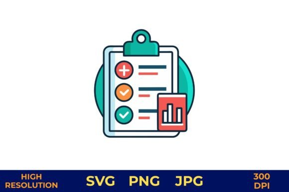 Budget Plan Checklist with Graph Icon Graphics