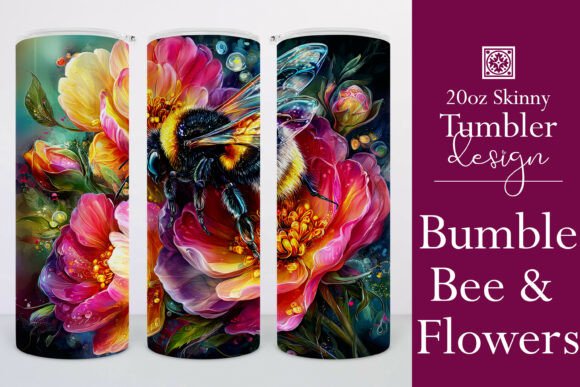 Bumble Bee Flowers 20oz Tumbler Wrap, W3