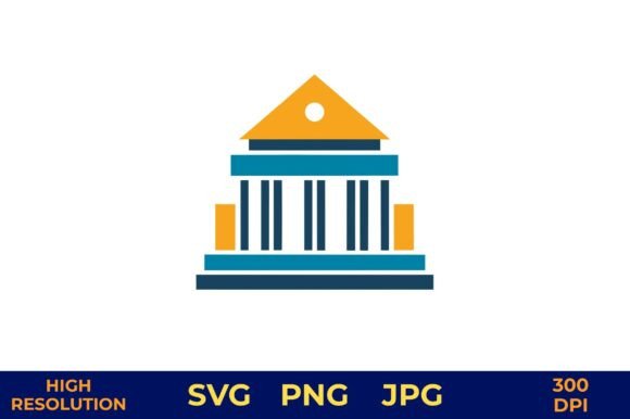 Classical Building Icon with Columns: Graphics & Freebies for Crafters