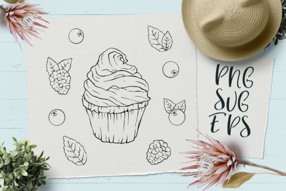 Cupcake Hand-drawn Vector Graphics SVG: Freebies for Creative Crafters