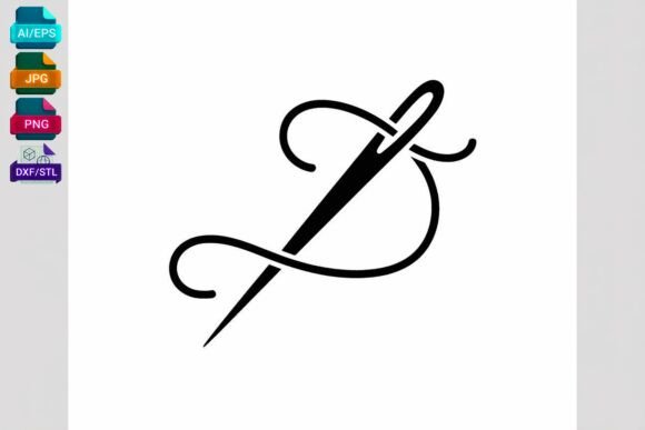 Elegant Needle and Thread Monogram: Graphics for Crafts