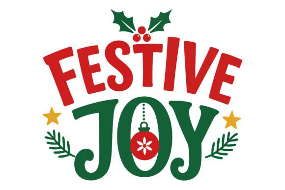 Festive Joy Christmas Ornament SVG: Graphics & Freebies for Local Branding