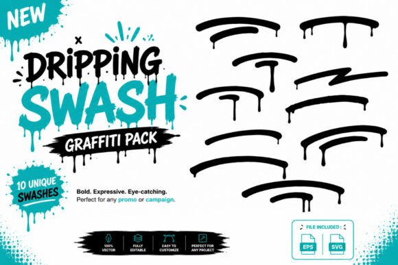 Free Dripping Swash Graffiti Decorative Graphics