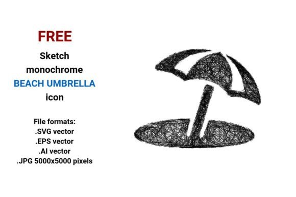FREE Sketch Beach Umbrella Icon Graphics