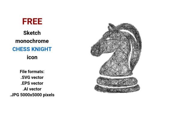 FREE Sketch Chess Knight Icon Graphics