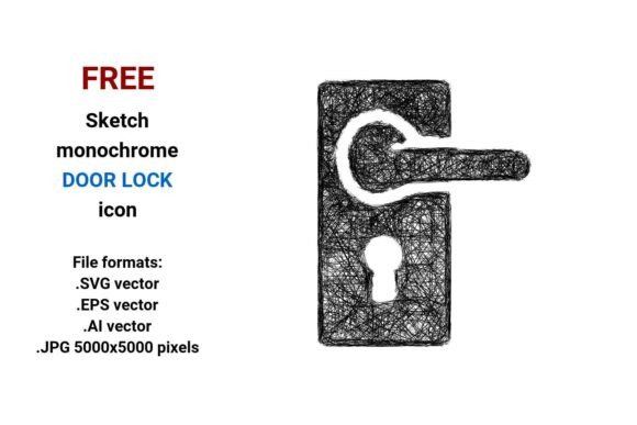 FREE Sketch Door Lock Icon Graphics