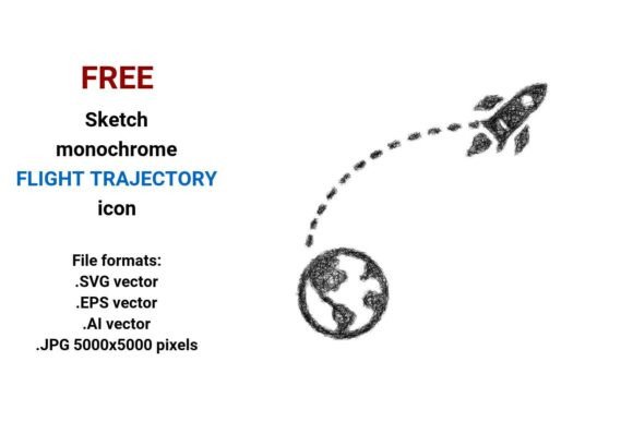 FREE Sketch Flight Trajectory Icon Graphics