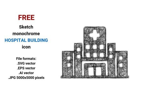FREE Sketch Hospital Building Icon Graphics