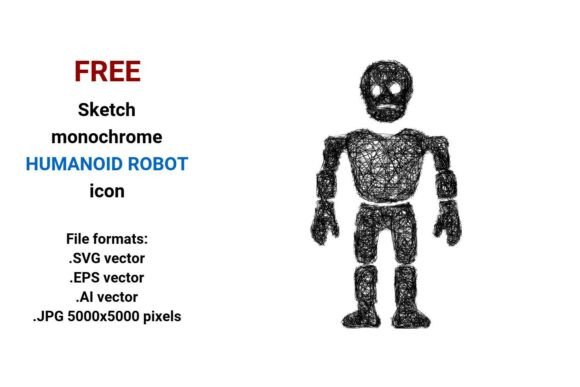 FREE Sketch Humanoid Robot Icon Graphics