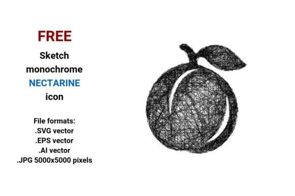 FREE Sketch Nectarine Icon for Graphics and Freebies