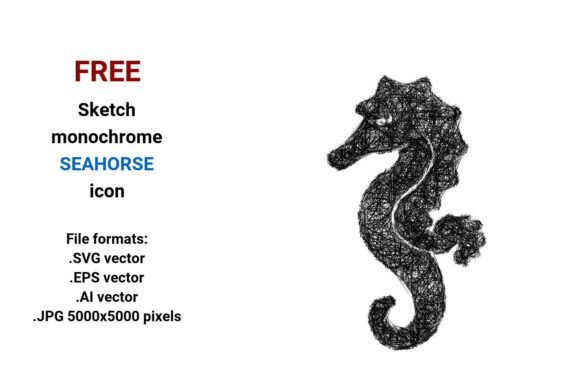 FREE Sketch Seahorse Icon for Graphics and Freebies