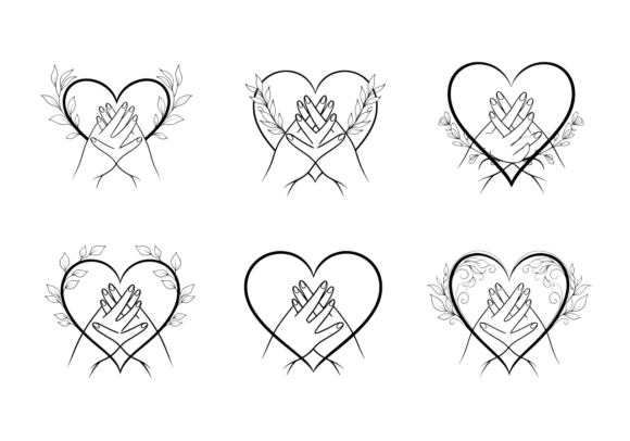 Heart Hands Line Art SVG Bundle