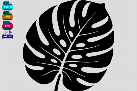 Monstera Leaf SVG Cut File Black: Graphics for Crafts