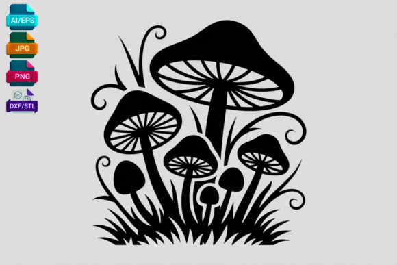 Mushroom Silhouette SVG Cut File for Graphics and Crafts