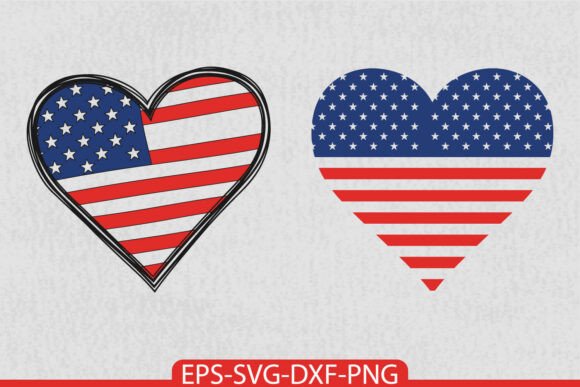 Patriotic Heart SVG Bundle USA Flag 4th. Graphics and Crafts