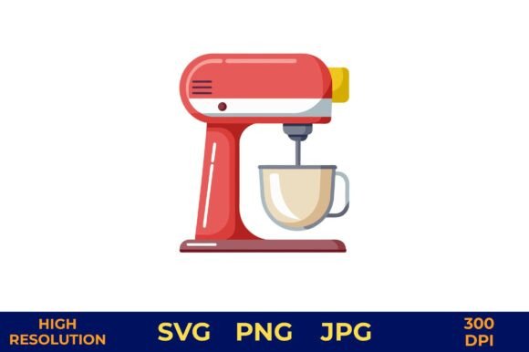 Red Mixer Pouring Batter into Cup Graphics Freebies