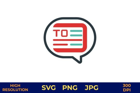 Red Speech Bubble with Text Icon Graphics