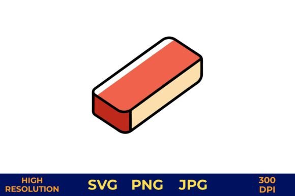Red White Eraser Vector Icon Isolated