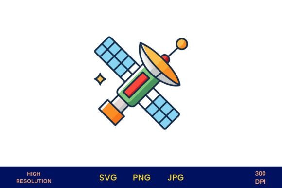 Satellite in Space with Solar Panels Graphics Freebies
