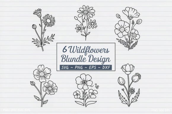 Wildflowers Blooms Design Set: Graphics for Crafts & Small Business Branding